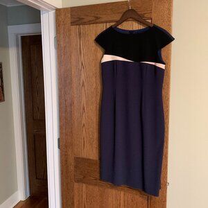 Paule Ka dress, size FR40 (US size 8). Black, navy with beige stripe.